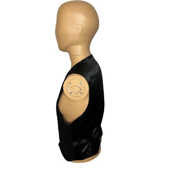 VTG MODAL of NEW YORK Black Leather Cut to Fit Dress Vest Snap Buttons Medium - Picture 3 of 6